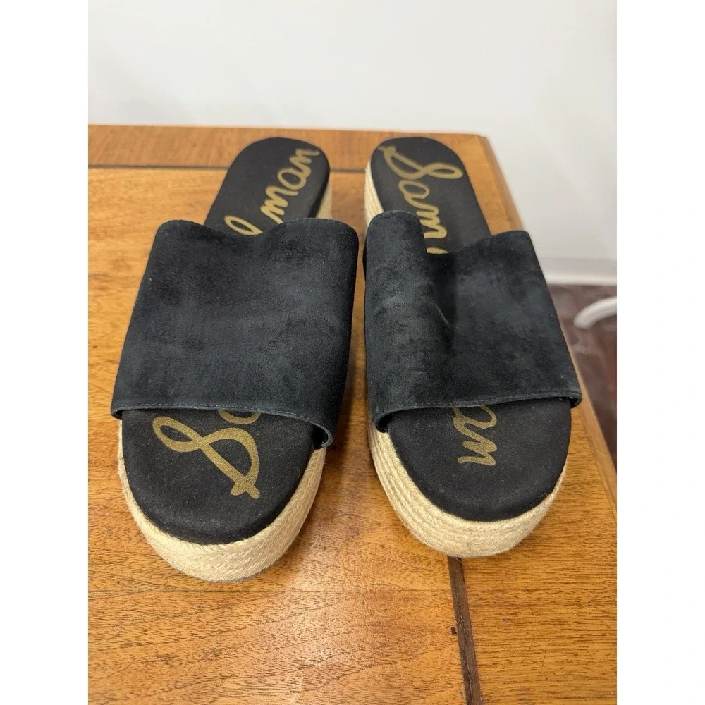 Sam Edelman Women's Size 10  Black Weslee Em Espadrilles Platform Sandals Cork